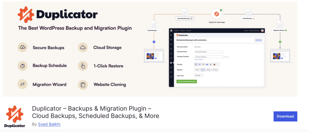 Duplicator plugin